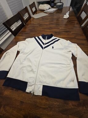 Polo Ralph Lauren White & Navy Zip-Up Track Jacket XXL  Sku 65